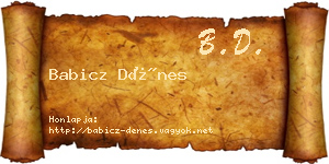 Babicz Dénes névjegykártya