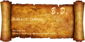 Babicz Dénes névjegykártya
