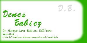 denes babicz business card